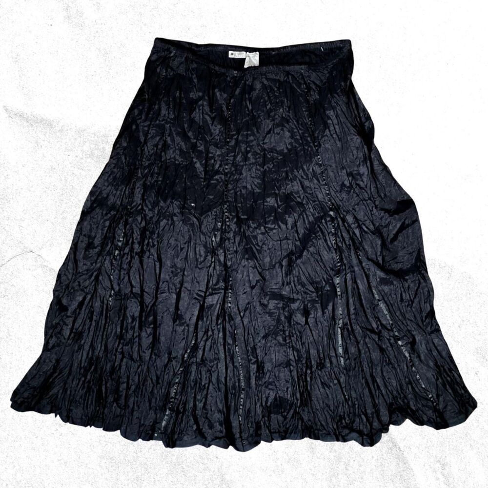 Vintage 90s Plus Size Black Goth Midi Skirt